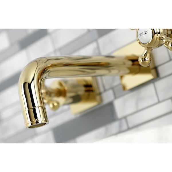 KS6122BX Two-Handle Wall Mount Bathroom Faucet, Polished Brass